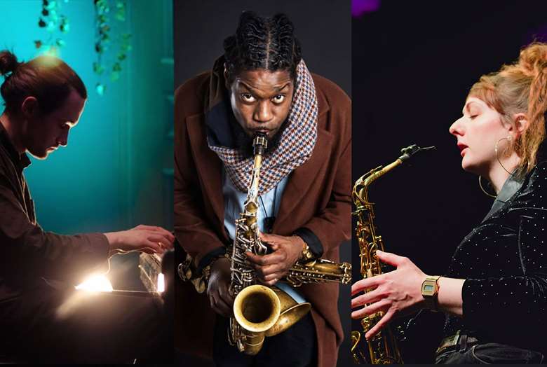 L-R: Fergus McCreadie, Soweto Kinch and Rachel Cohen