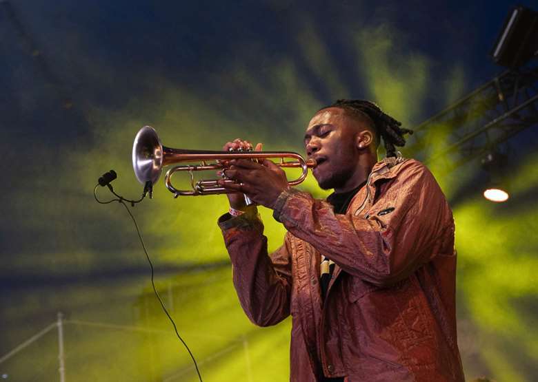 Trumpeter Ife Ogunjobi at Cross the Tracks - Photo by Summer Copeland