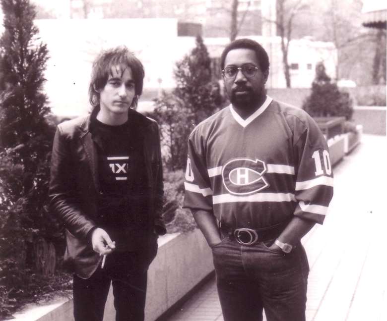 Jon Newey (left) and Billy Cobham, March 1980