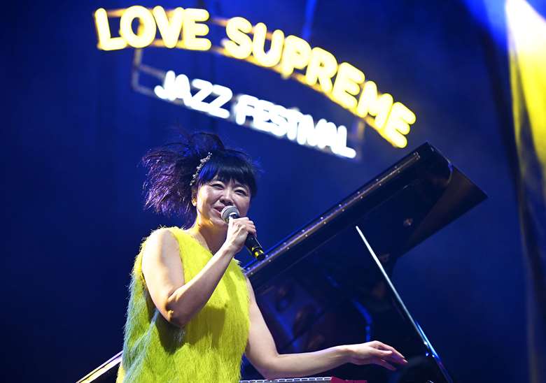 Hiromi - powers up with Sonicwonder band at Love Supreme - All photos by Tatiana Gorilovsky