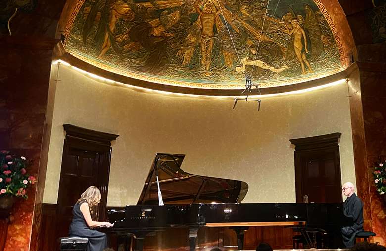 L-R: Tania Giannouli and Nik Bärtsch at Wigmore Hall - Photo by Tom Spargo