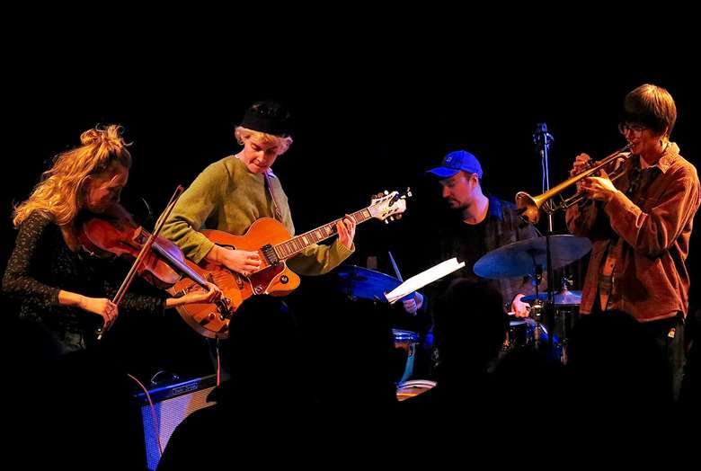 L-R: Cori Smith (viola0, Tara Cunningham (guitar), Corrie Dick (drums) and Laura Jurd (trumpet) - All photos by Tony Benjamin